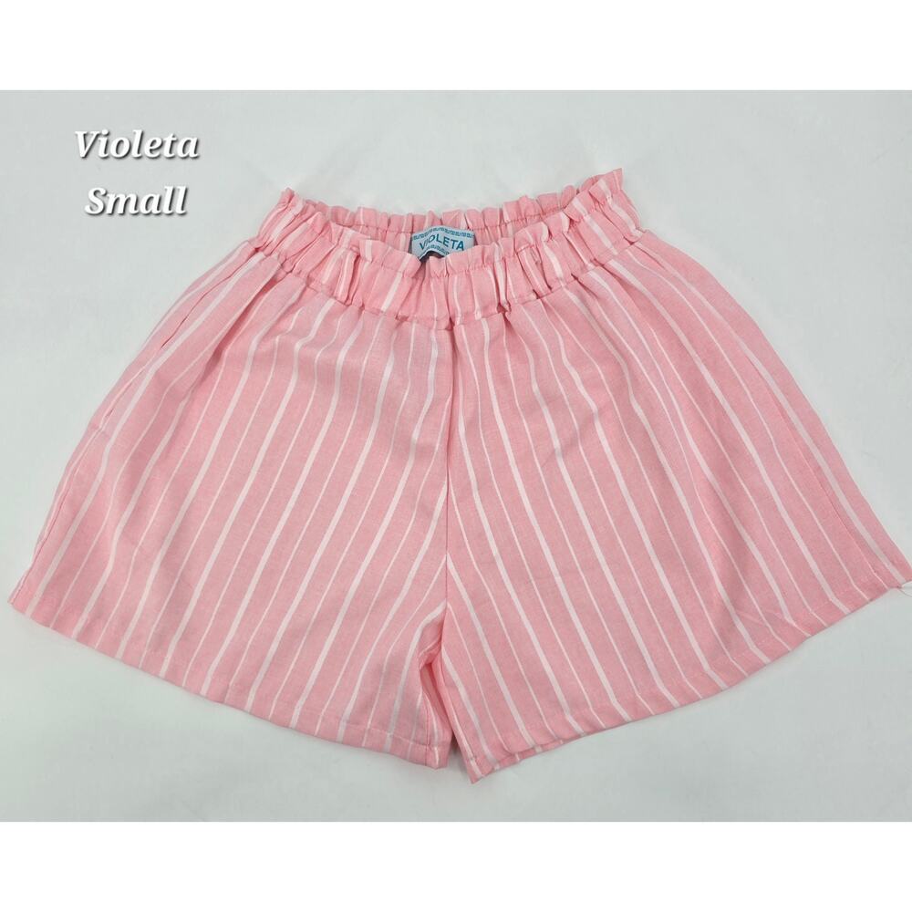 Vintage 80's Violeta Pink &‎ White Striped Shorts – Small Minimalist Coquette